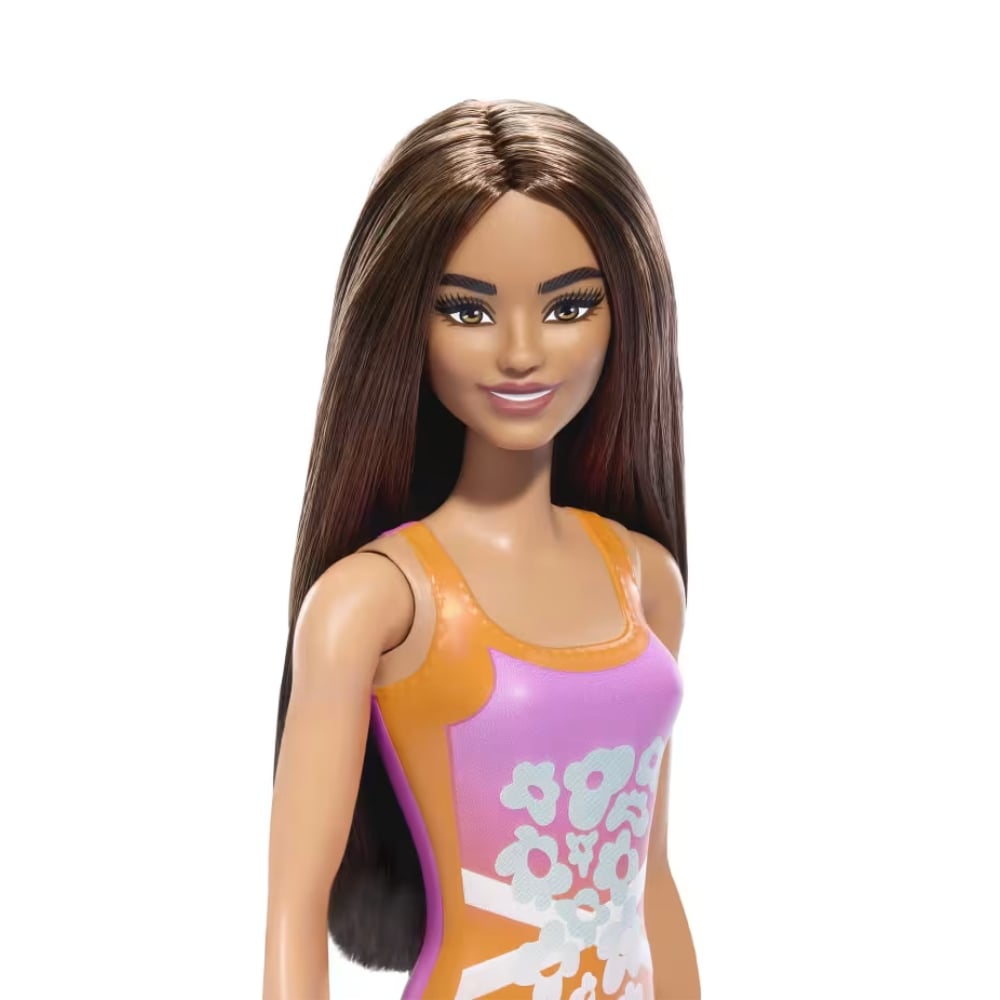 MATTEL BARBIE MUÑECA PLAYA TRAJE BAÑO NARANJA - 4