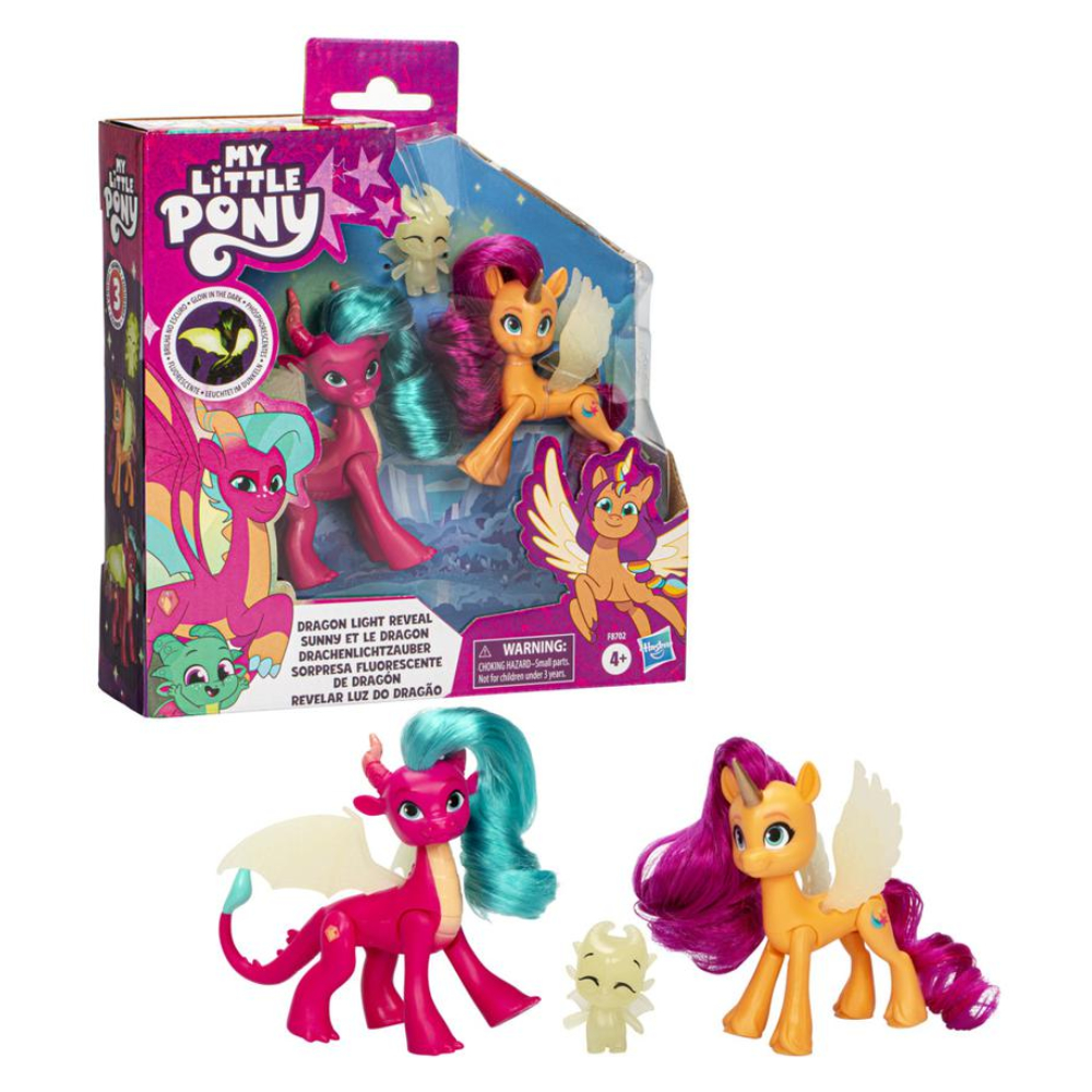 PACK MUÑECA MY LITTLE PONY DRAGÓN LUZ EN LA OSCURIDAD X 3 UN - 1