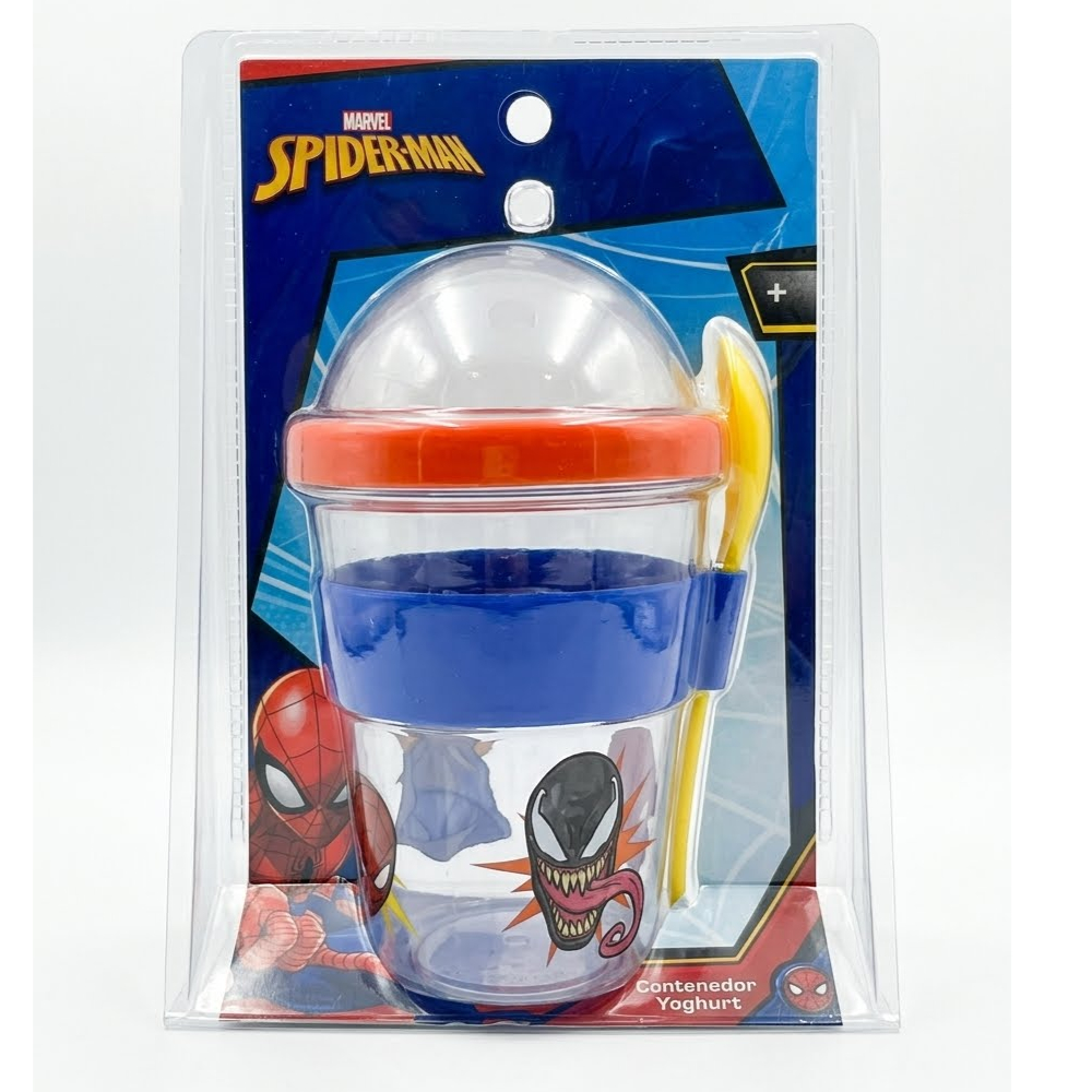 YOGURERA SPIDERMAN   VASO PARA YOGURT Y CEREAL CON CUCHARA - 1