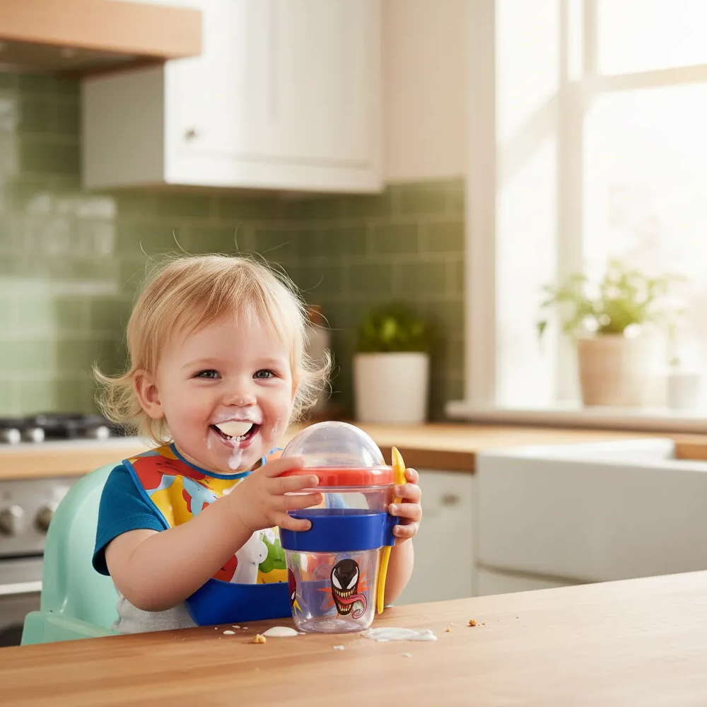 YOGURERA SPIDERMAN   VASO PARA YOGURT Y CEREAL CON CUCHARA - 3