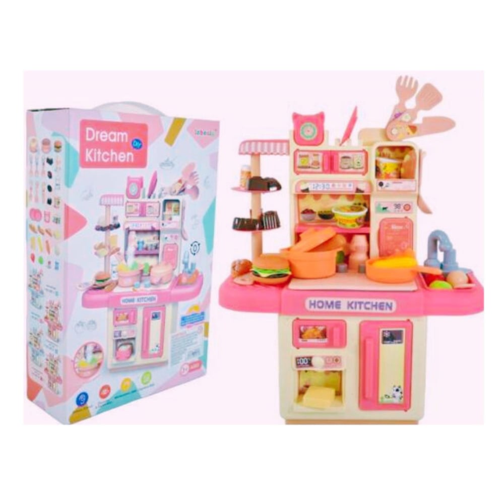 SET DE COCINA PEQUEÑA REALISTA CON ACCESORIOS, LUZ Y VAPOR - 1