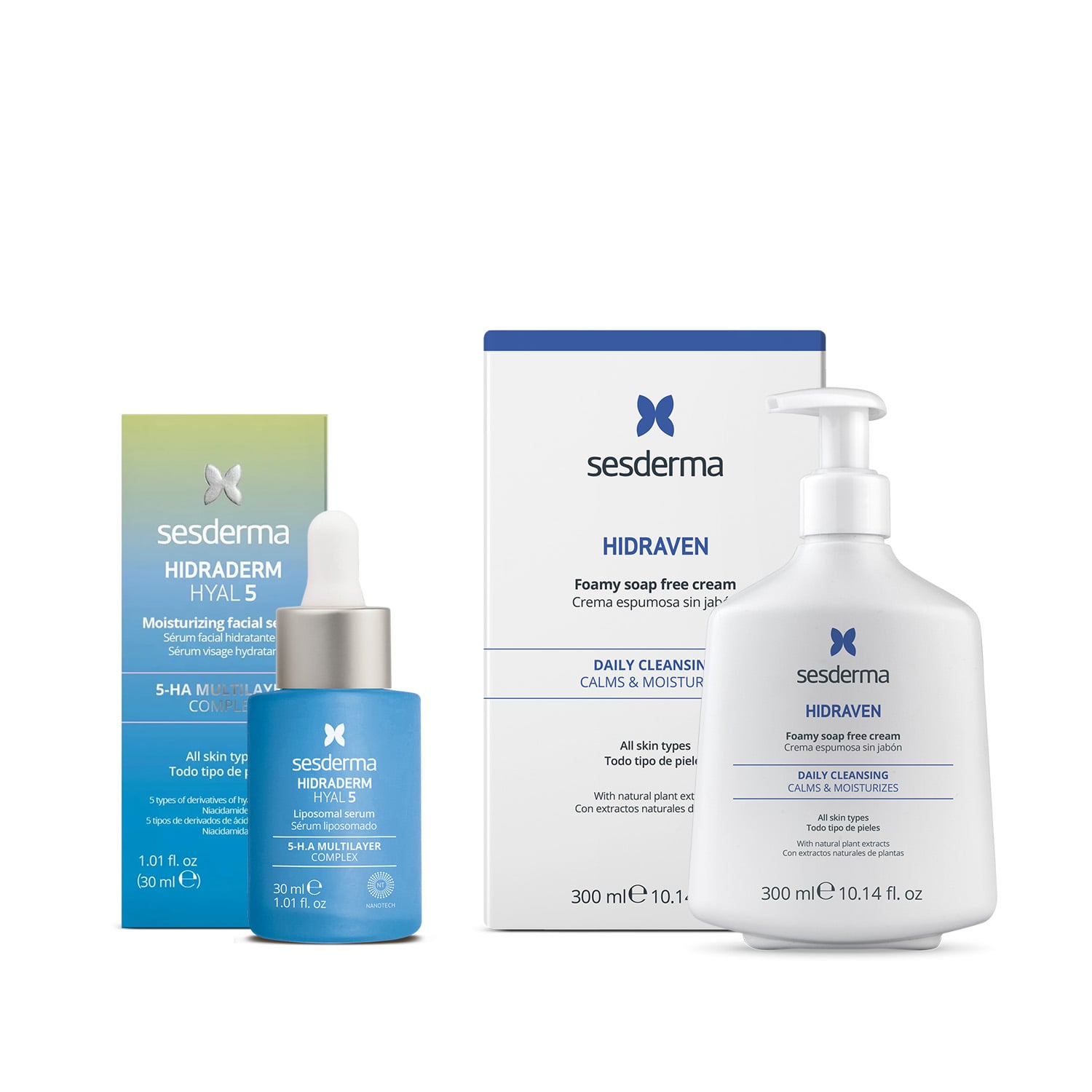 PACK SESDERMA HIDRADERM HYAL 5 SERUM + HIDRAVEN CREMA ESPUMOSA SIN JABÓN - 1