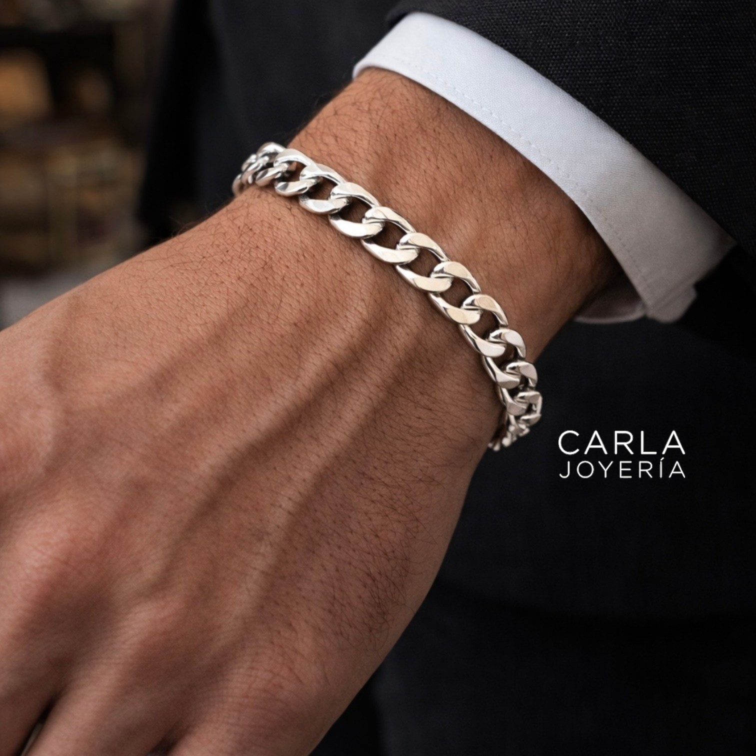 CARLA JOYERÍA - PULSERA PLATA 925 PANCER CALIBRE GRUESO - REGALO HOMBRE - 1