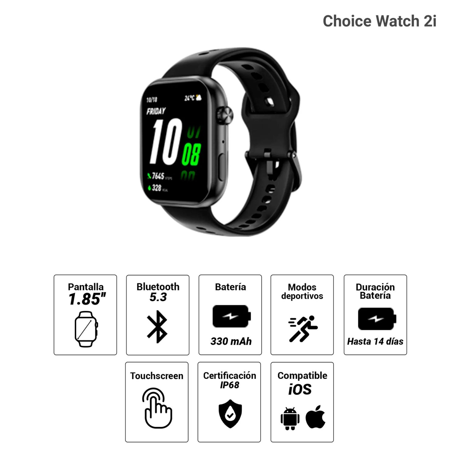 HONOR CHOICE WATCH 2I RELOJ BLACK - 6