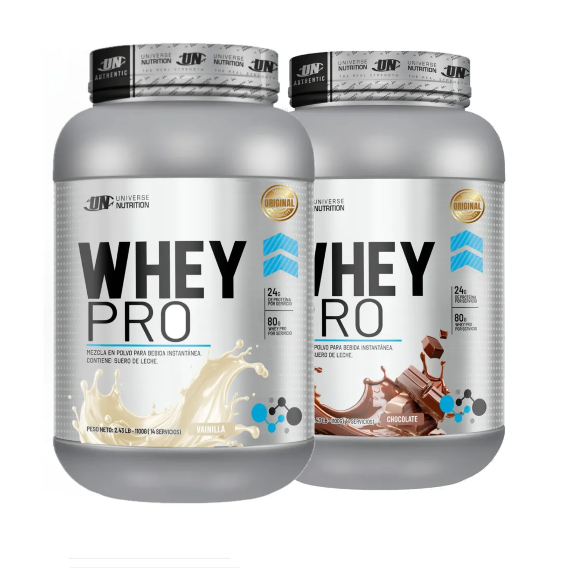 PACK X2 PROTEÍNAS WHEY PRO 1.1 KG SABOR VAINILLA Y CHOCOLATE - 1