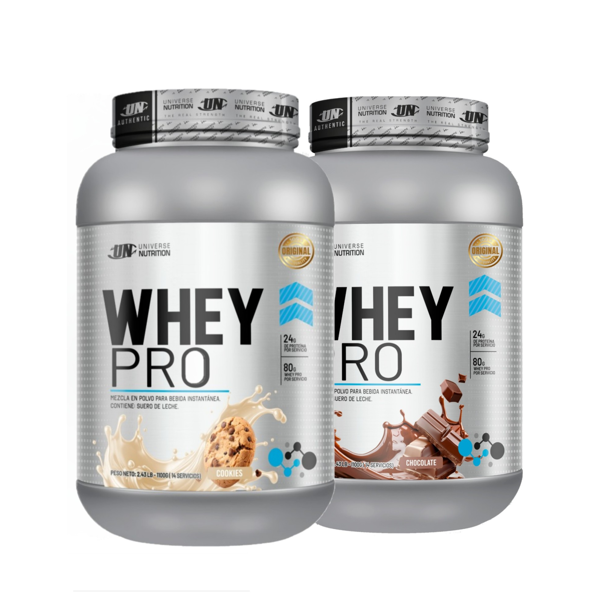 PACK X2 PROTEÍNAS WHEY PRO 1.1 KG SABOR COOKIES Y CHOCOLATE - 1