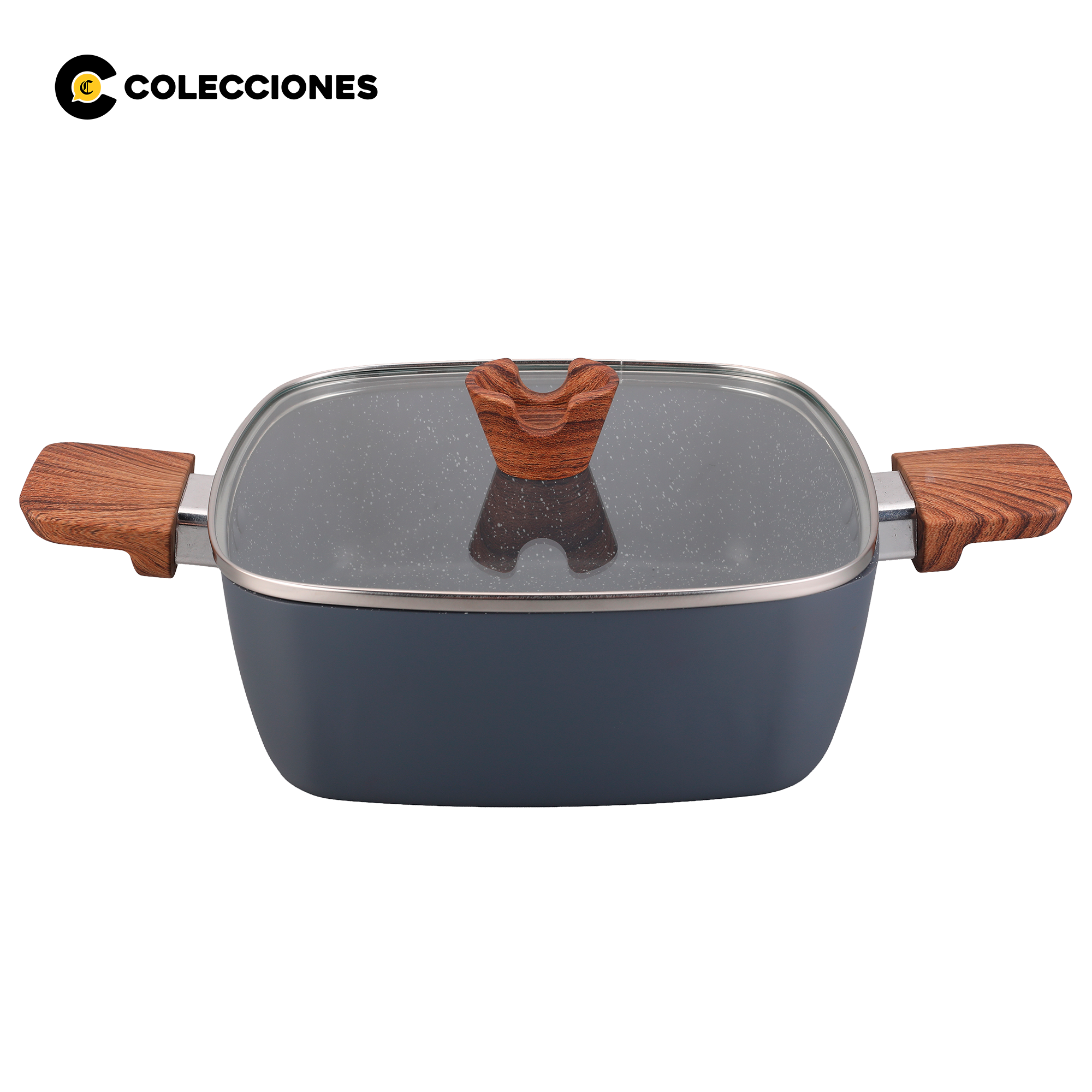 Olla Cuadrada Antiadherente Piacenza 24 cm con Tapa + Recetario - 1