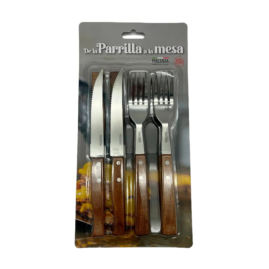 Set Parrillero Piacenza de 4 Cuchillos y 4 Tenedores + Recetario - 2
