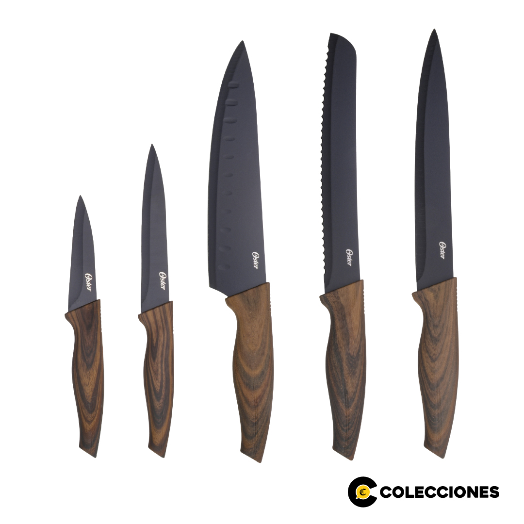 Set Oster Godfrey de 5 Cuchillos Antiadherentes de Acero Inoxidable + Recetario - 3