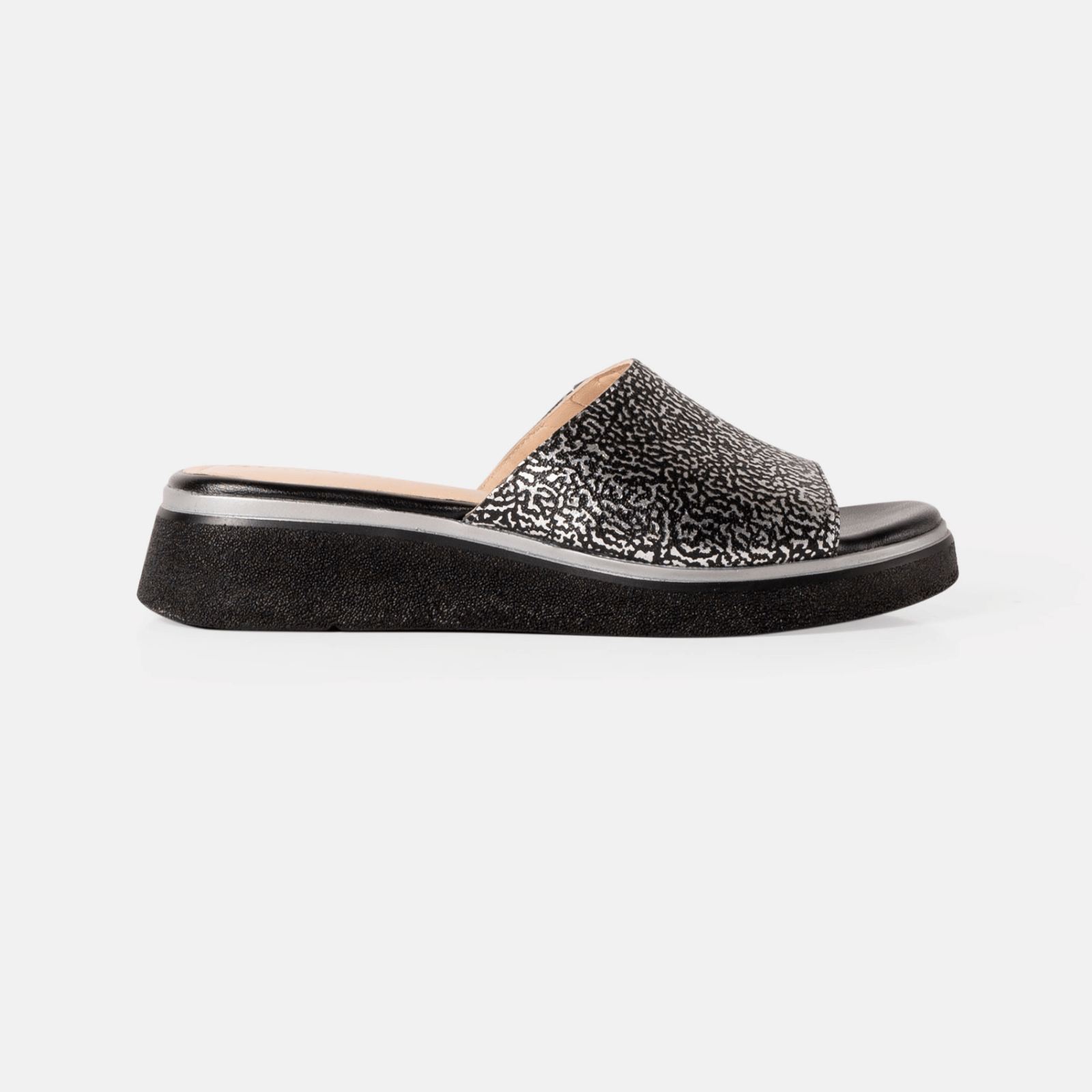 SANDALIA DORA DE CUERO FOLIA COLOR NEGRO - 1