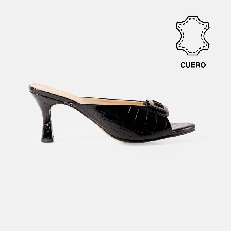 SANDALIA TESS-70 CUERO NEGRO ELEGANTE - 1