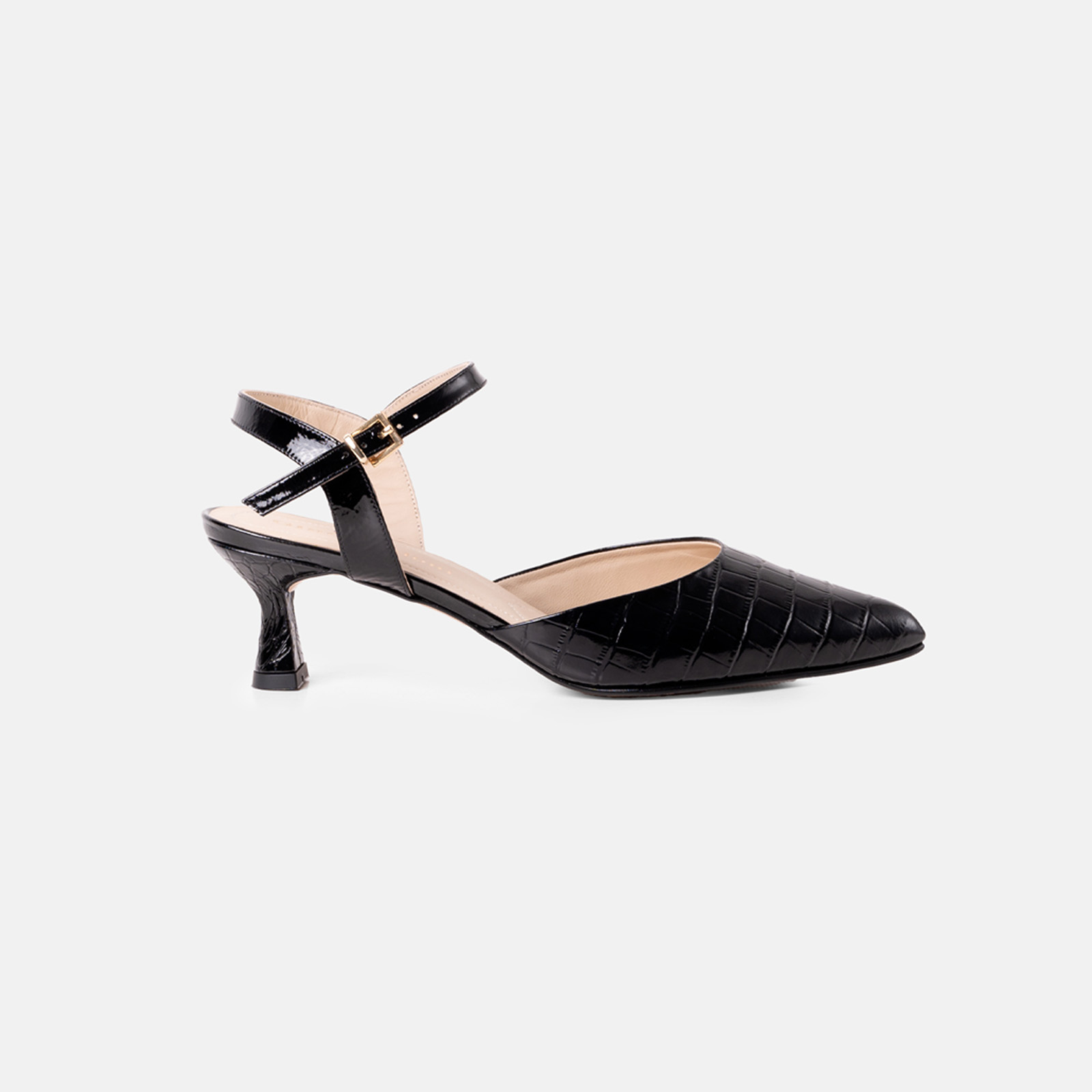 STILETTO JADE CUERO CHAROL CROCO NEGRO - 1