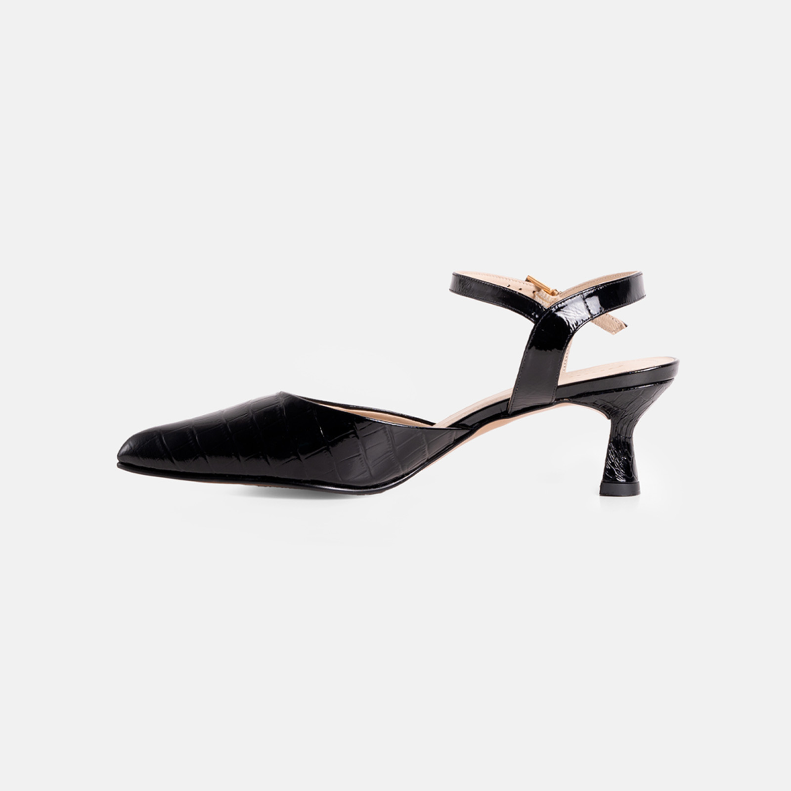 STILETTO JADE CUERO CHAROL CROCO NEGRO - 3