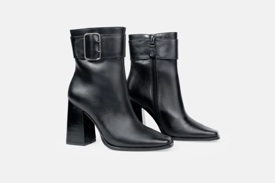 BOTINES MUJER CUERO BIGIONI BTC-2207 NEGRO CORREA ANCHA CON HEBILLA - 4