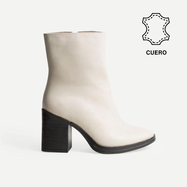 BOTINES MUJER CUERO BIGIONI MEDELLIN HUESO - 1