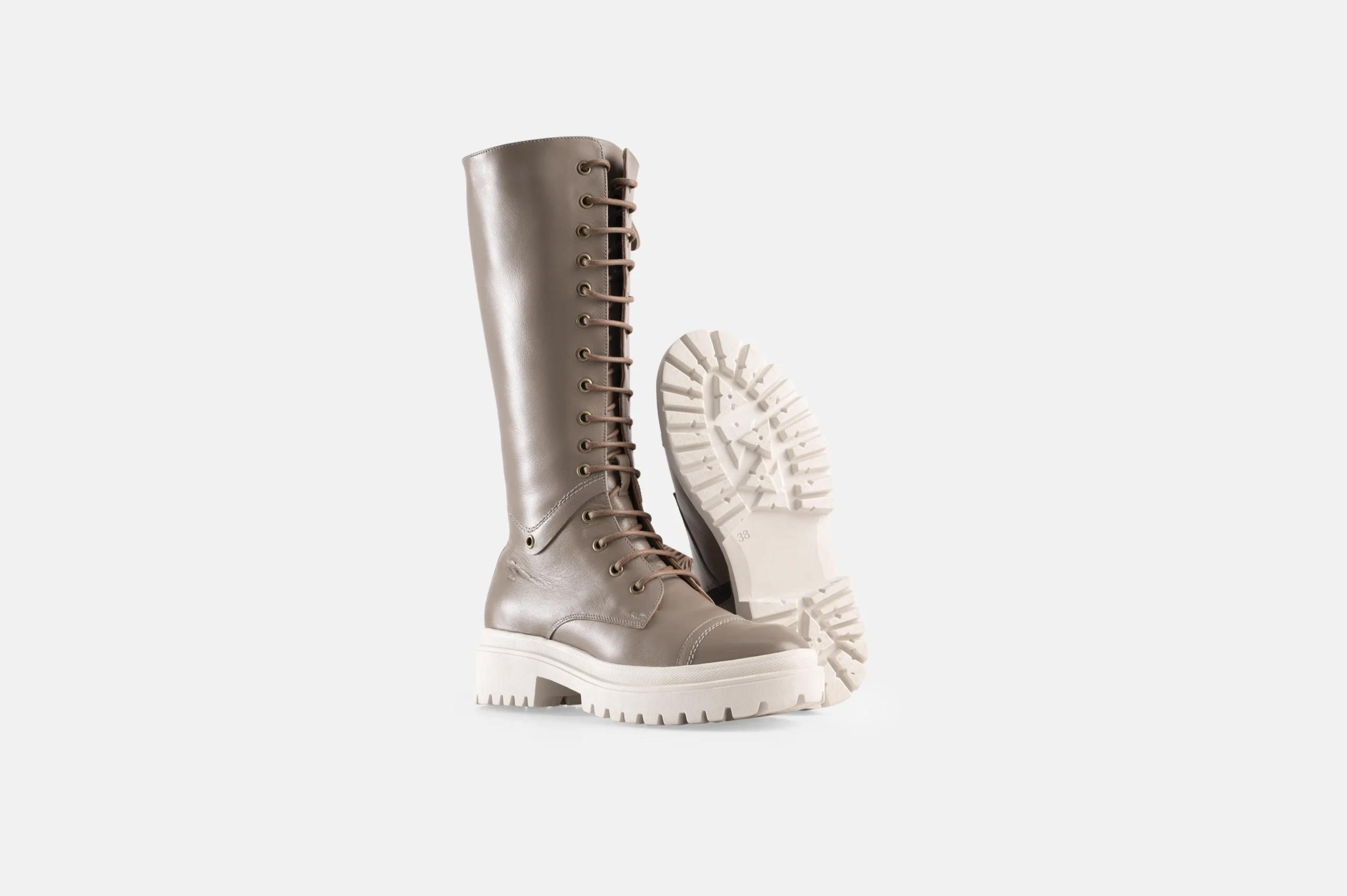 BOTAS MUJER CUERO BIGIONI PISA TAUPE ACORDONADOS - 3