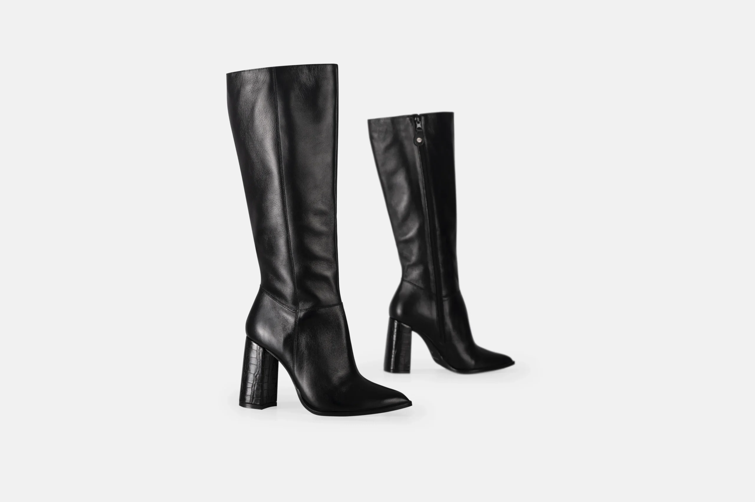 BOTAS MUJER CUERO BIGIONI BL-2301 NEGRO TACO ALTO CUADRADO - 4