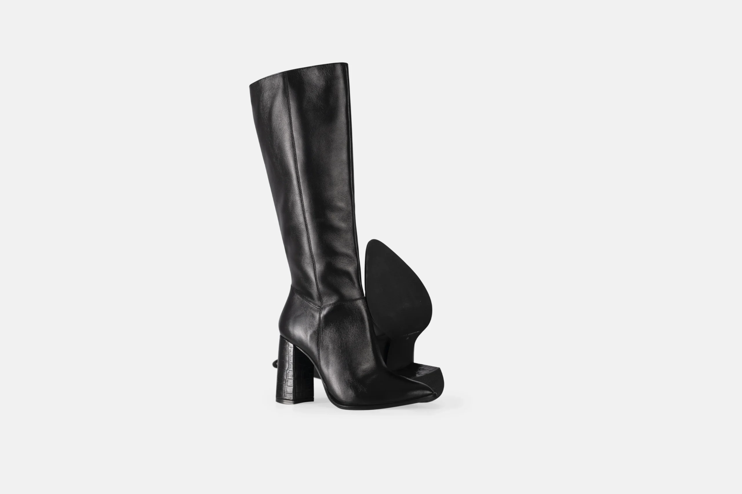 BOTAS MUJER CUERO BIGIONI BL-2301 NEGRO TACO ALTO CUADRADO - 5