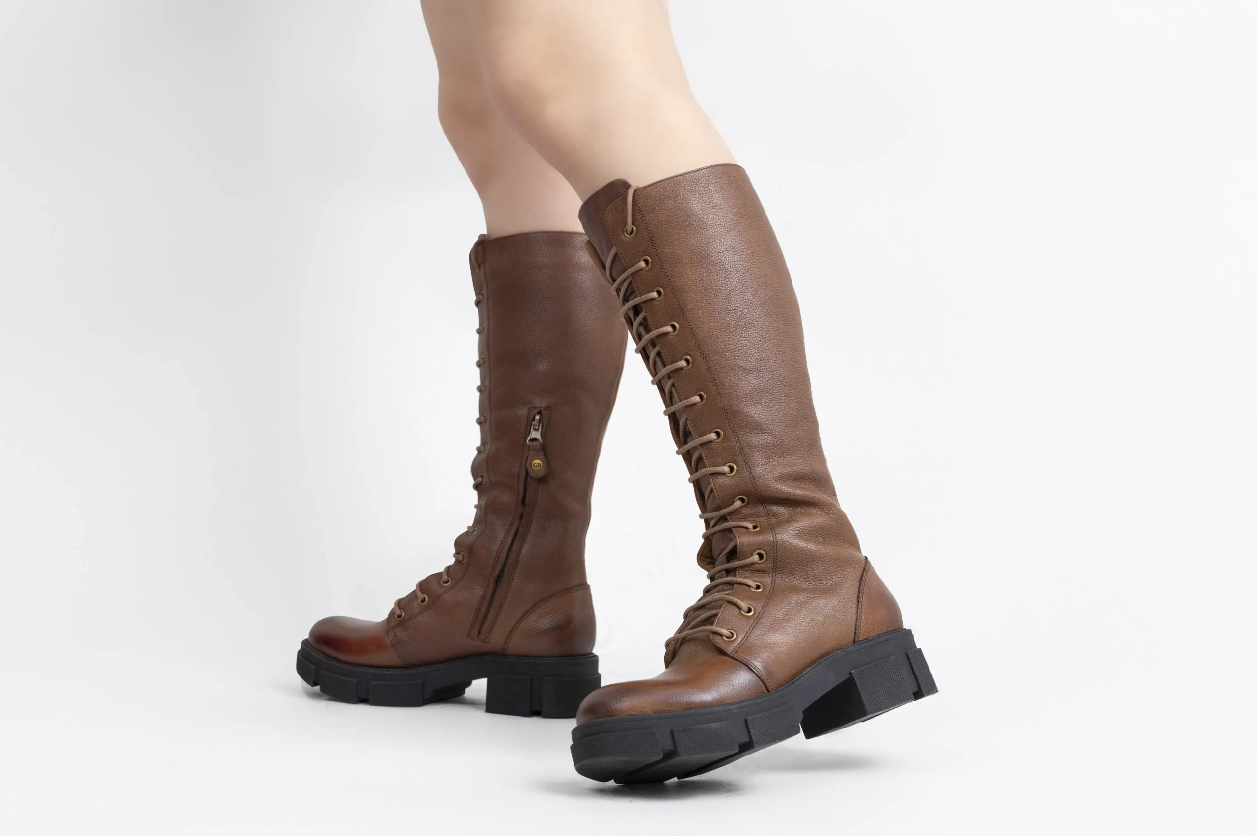 BOTAS MUJER CUERO BIGIONI CHARLOTTE MARRÓN ACORDONADOS - 2
