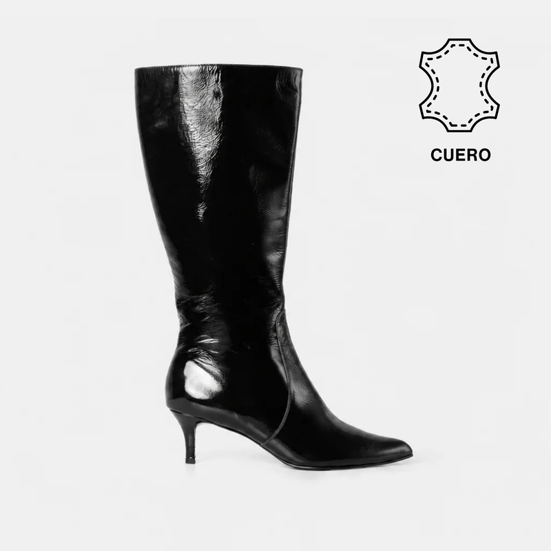 BOTAS MUJER CUERO BIGIONI LUCIANA NEGRO TACO BAJO - 1