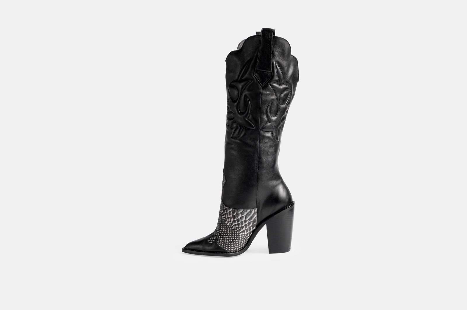 BOTAS MUJER CUERO BIGIONI BTL-TEX NEGRO BORDADOS EN RELIEVE - 3