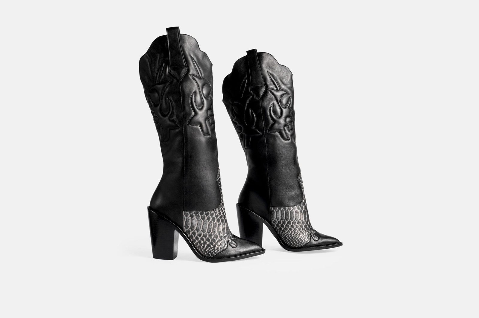 BOTAS MUJER CUERO BIGIONI BTL-TEX NEGRO BORDADOS EN RELIEVE - 4