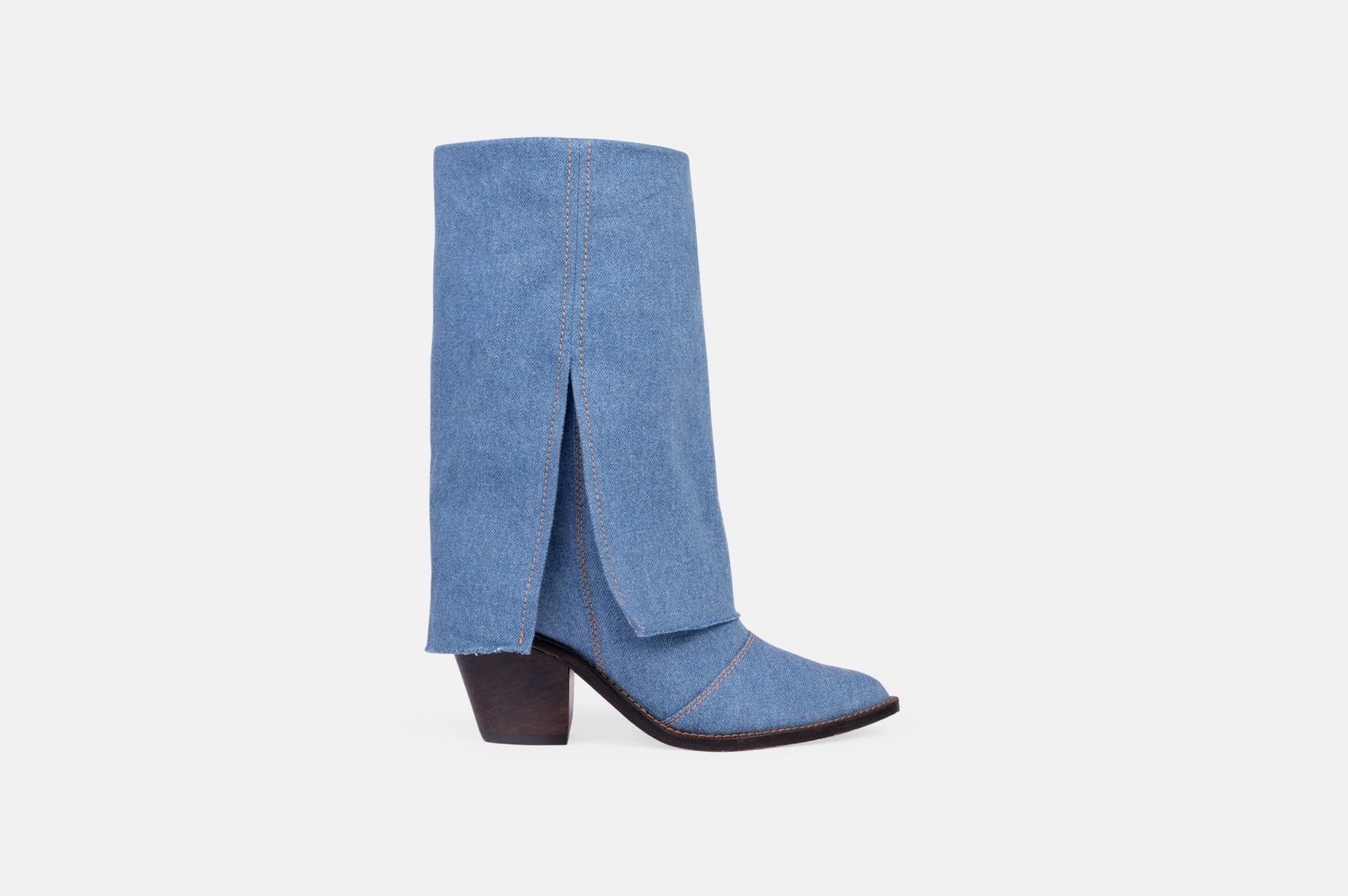 BOTAS MUJER CUERO BIGIONI COWBOY CELESTE ESTILO TEXANO - 1