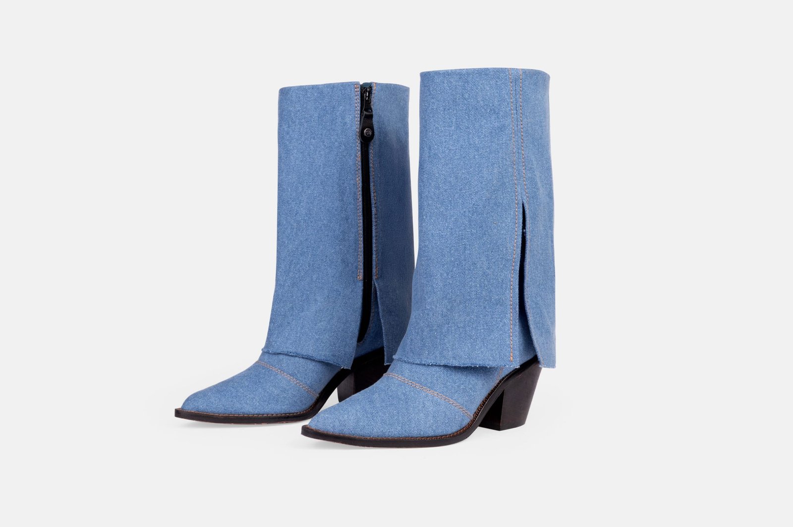 BOTAS MUJER CUERO BIGIONI COWBOY CELESTE ESTILO TEXANO - 4