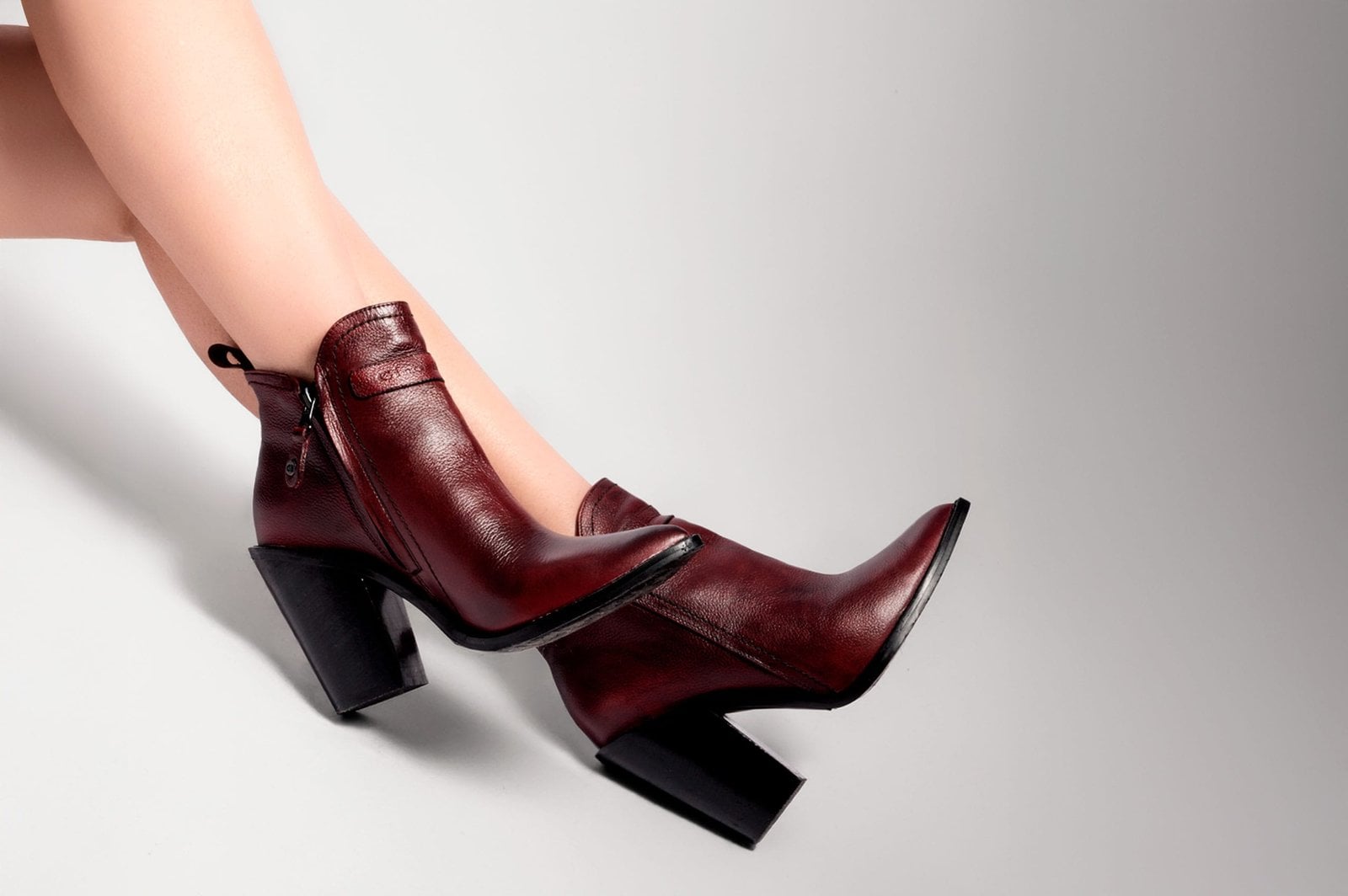 BOTINES MUJER CUERO BIGIONI BTEX23 VINO ESTILO TEXANAS - 2