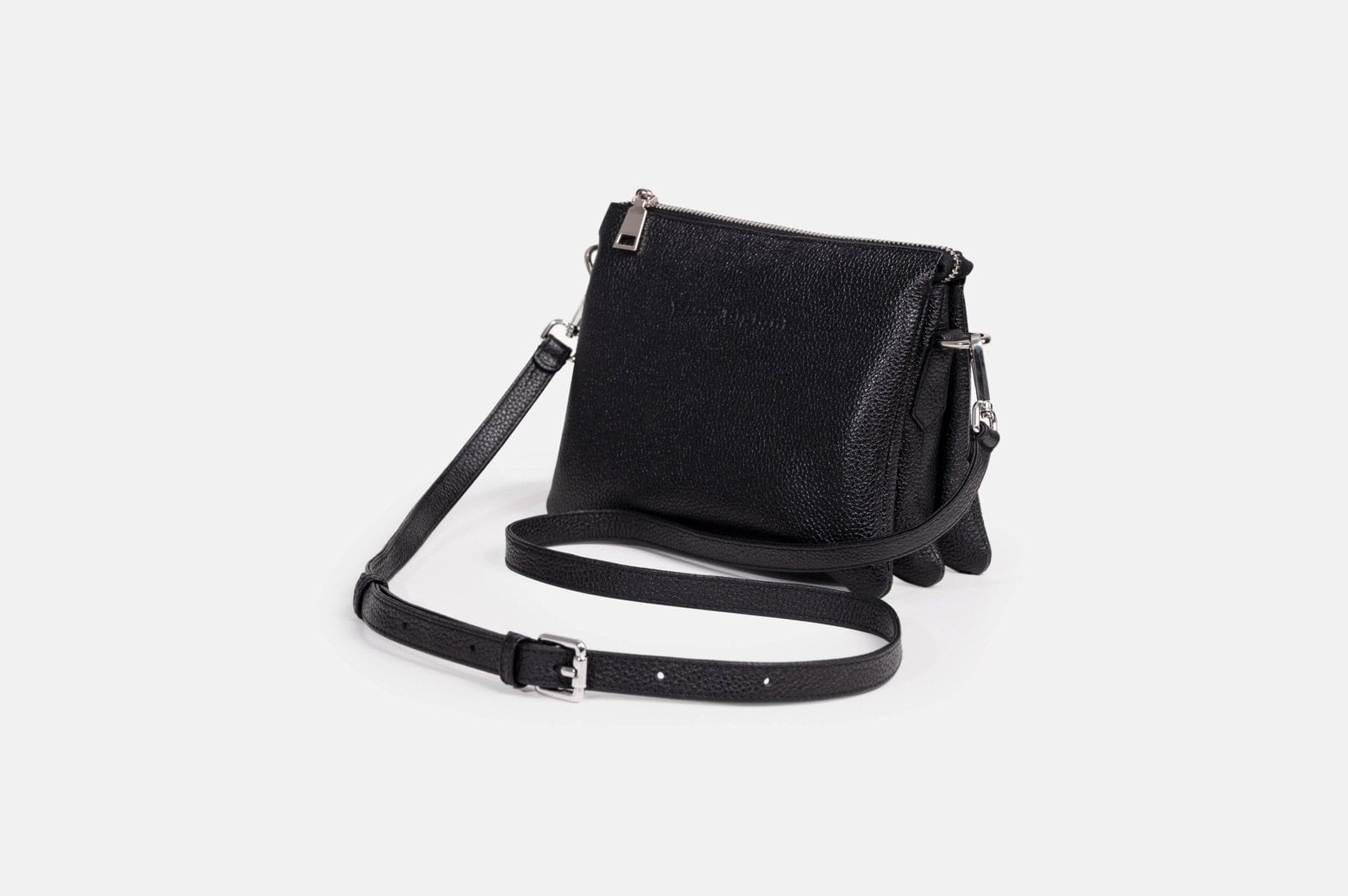 MORRAL MUJER CUERO BIGIONI MR-08-01 NEGRO + CORREA Y HEBILLAS - 1