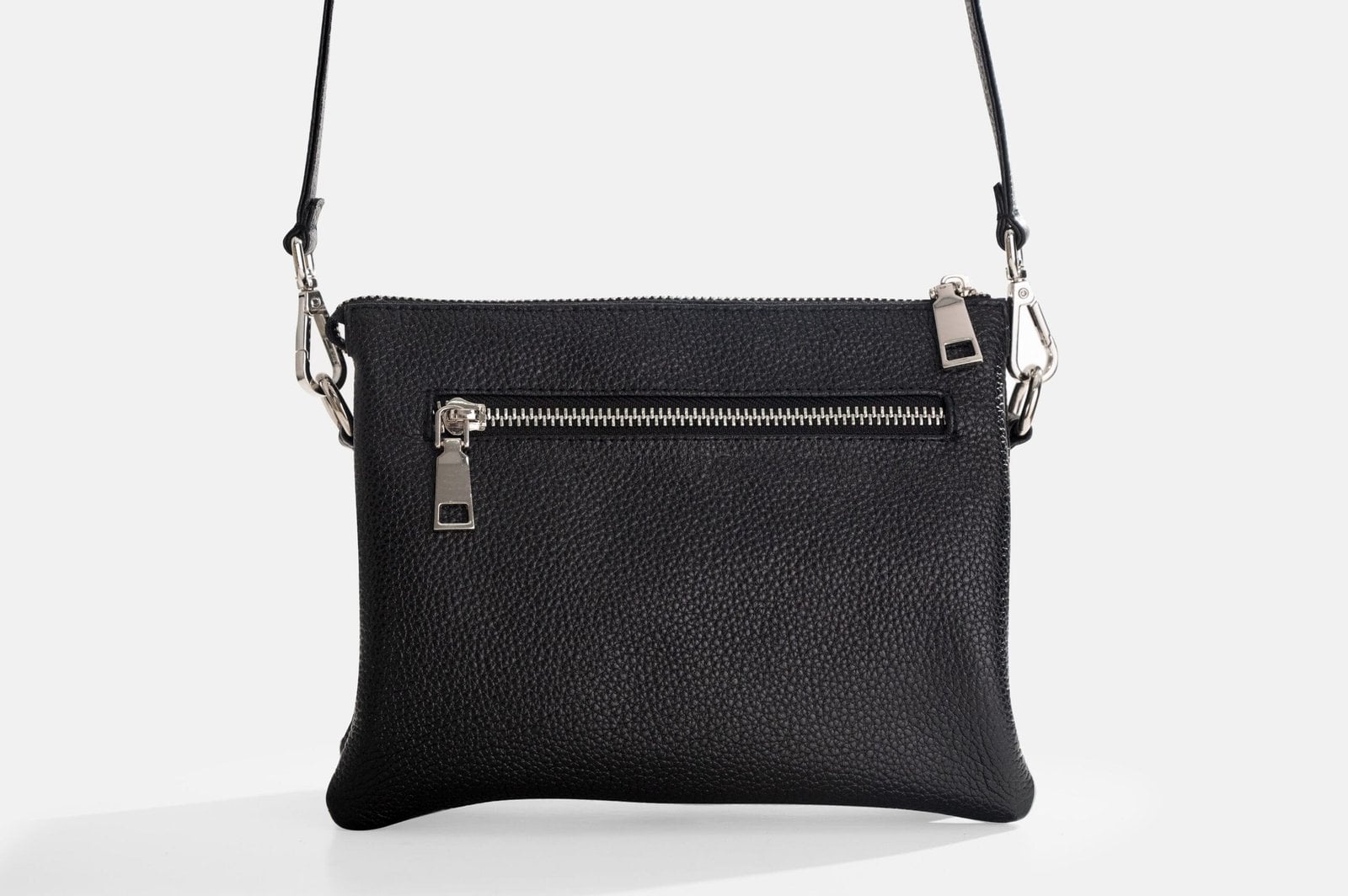 MORRAL MUJER CUERO BIGIONI MR-08-01 NEGRO + CORREA Y HEBILLAS - 2