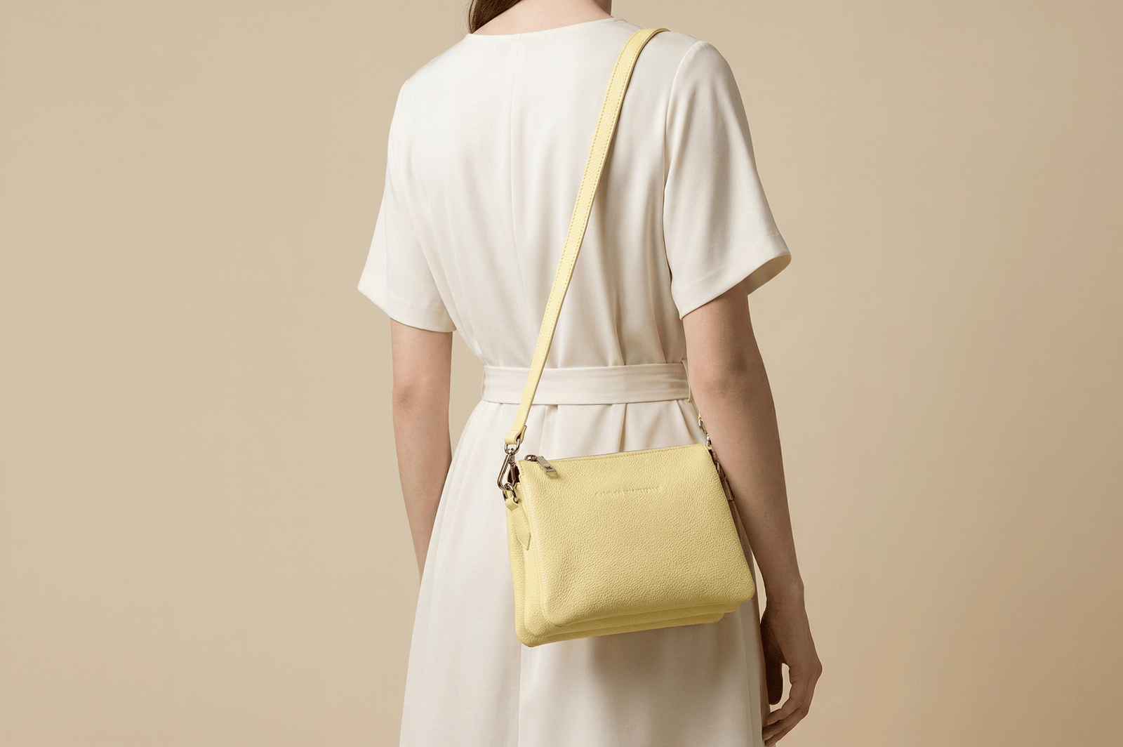 MORRAL MUJER CUERO BIGIONI MR-08-26 AMARILLO + CORREA Y HEBILLAS - 2