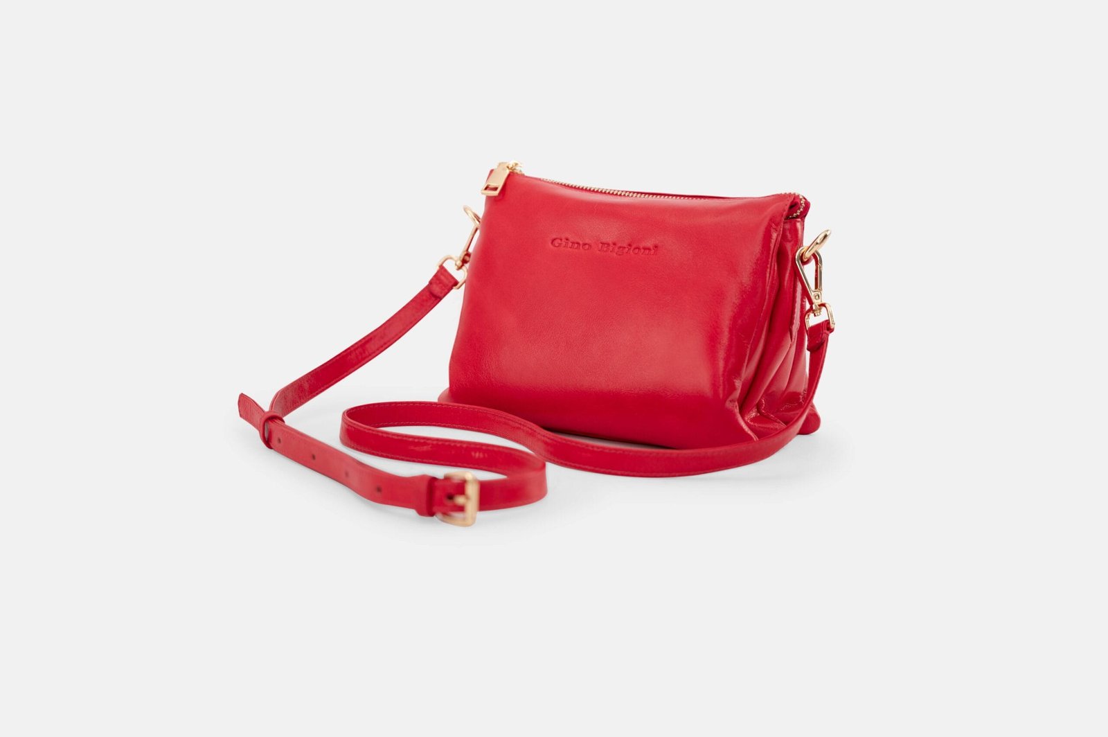 MORRAL MUJER CUERO BIGIONI MR-08-01 ROJO + CORREA Y HEBILLAS - 1