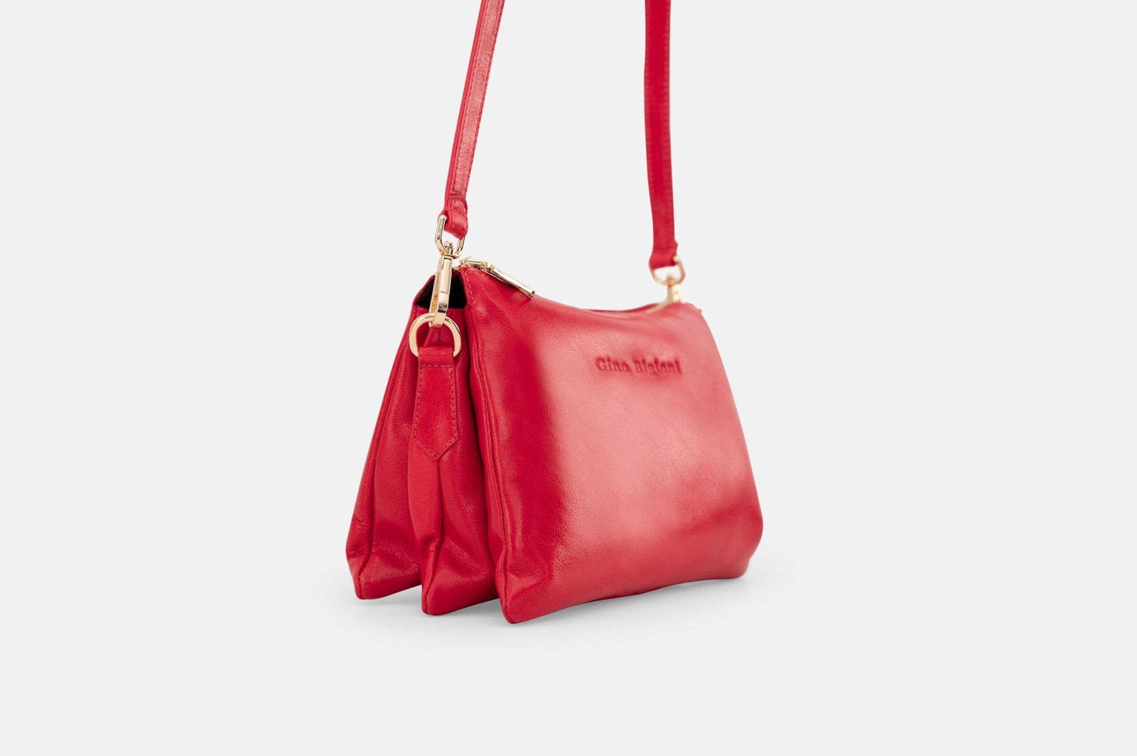 MORRAL MUJER CUERO BIGIONI MR-08-01 ROJO + CORREA Y HEBILLAS - 2