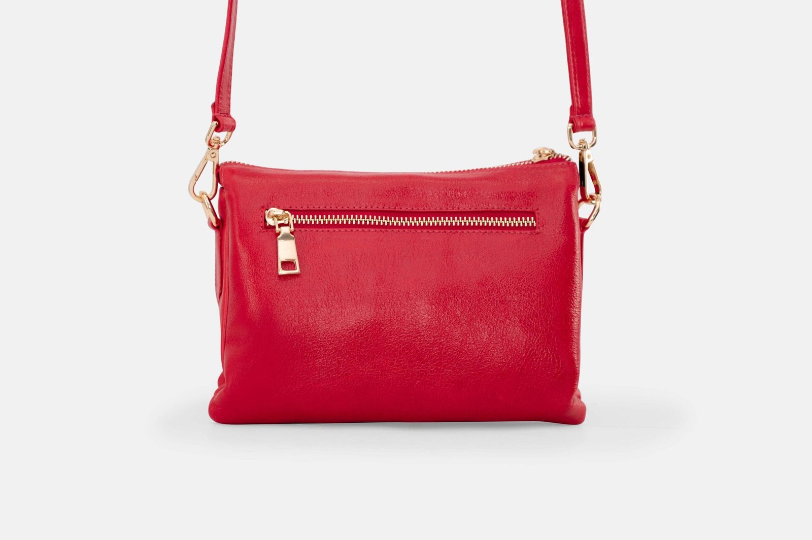 MORRAL MUJER CUERO BIGIONI MR-08-01 ROJO + CORREA Y HEBILLAS - 3