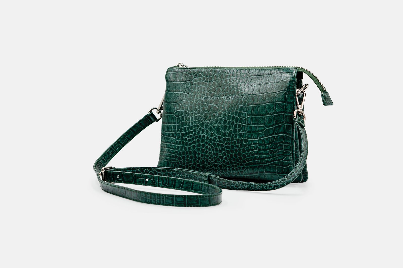 MORRAL MUJER CUERO BIGIONI MR-08-26 VERDE JADE + CORREA Y HEBILLAS - 1
