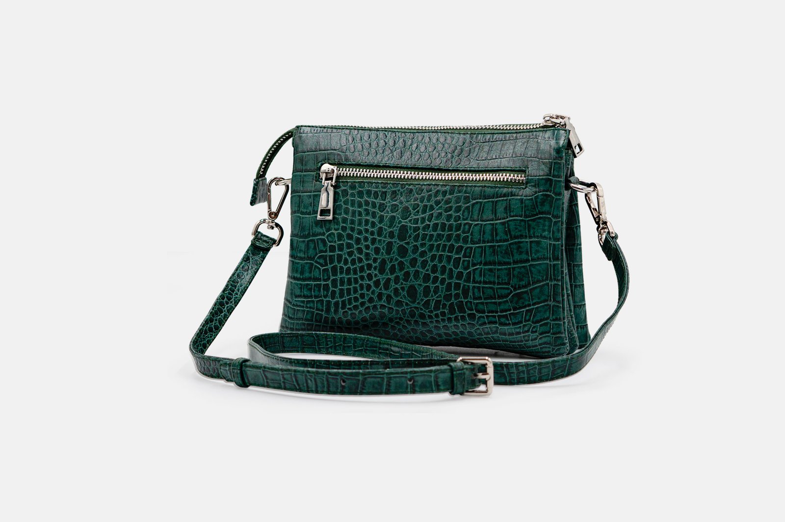 MORRAL MUJER CUERO BIGIONI MR-08-26 VERDE JADE + CORREA Y HEBILLAS - 3