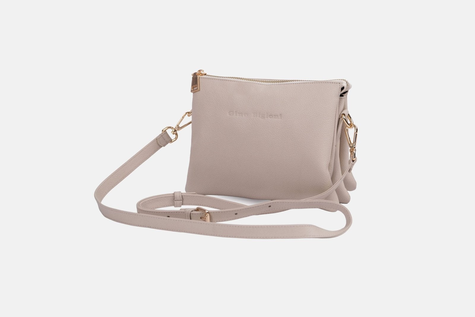 MORRAL MUJER CUERO BIGIONI MR08-01 BEIGE + CORREA Y HEBILLAS - 1