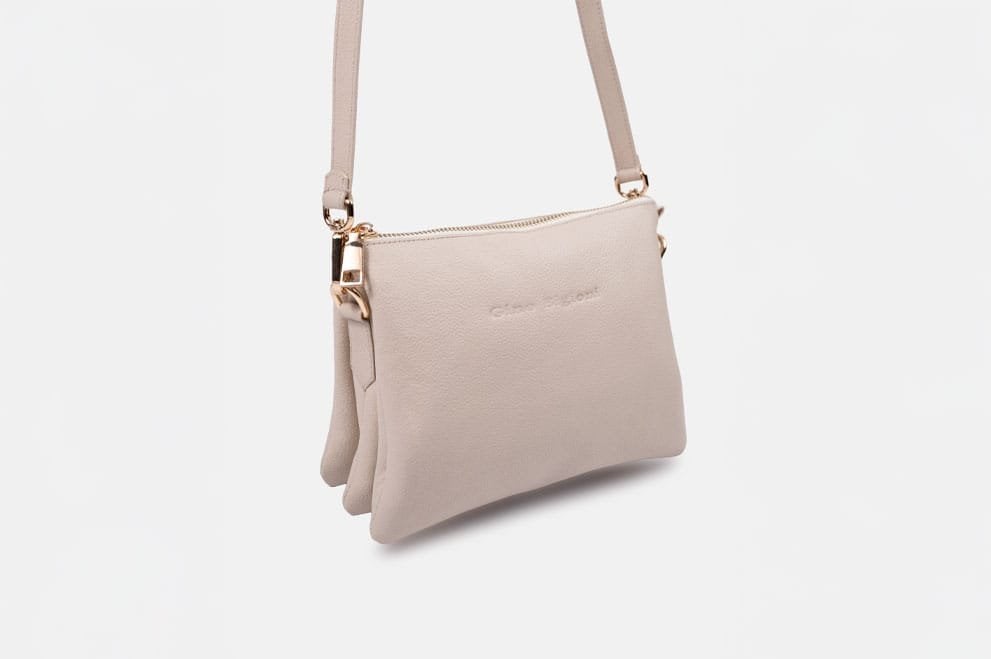 MORRAL MUJER CUERO BIGIONI MR08-01 BEIGE + CORREA Y HEBILLAS - 3