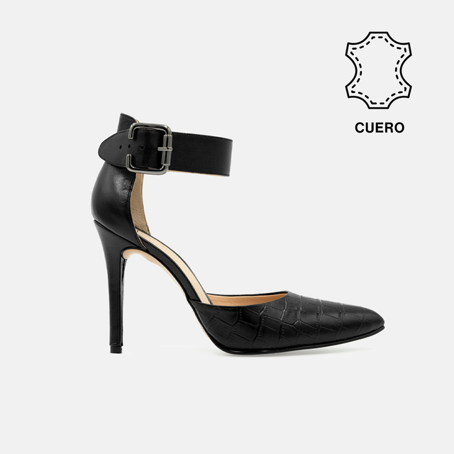 STILETTO REVE CUERO GRABADO NEGRO - 1