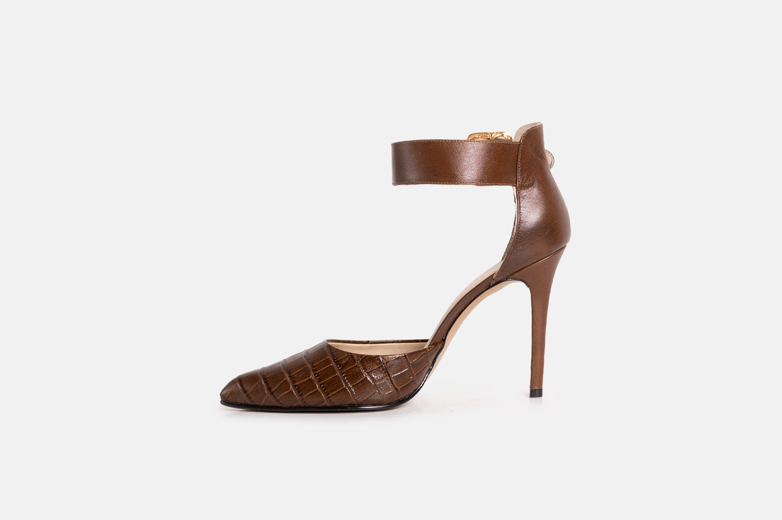 STILETTO REVE CUERO GRABADO MARRON - 3