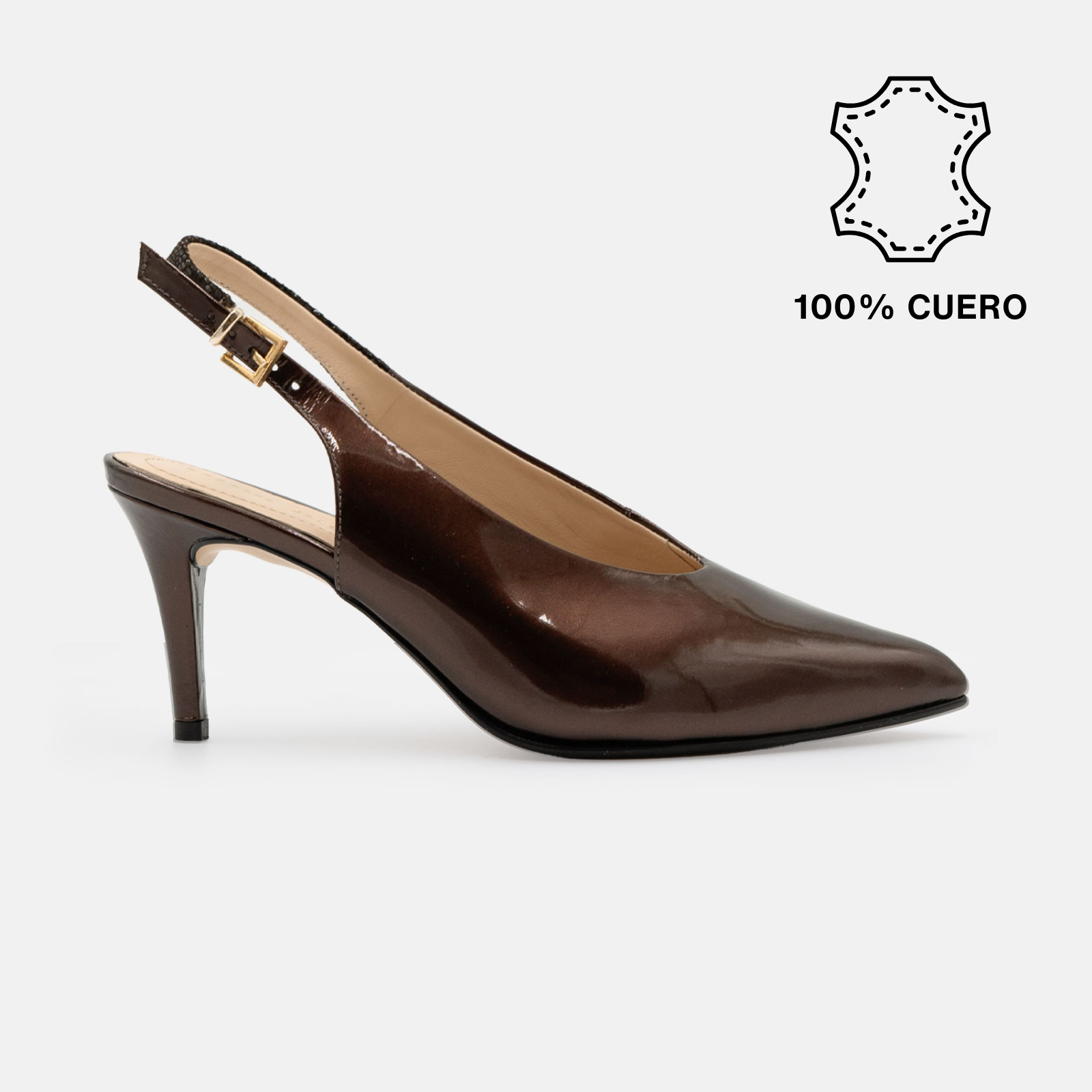 STILETTO ELISE CUERO CHAROL BRANDY - 1