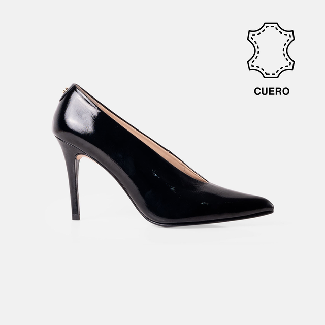 STILETTO EVORY CUERO CHAROL NEGRO - 1