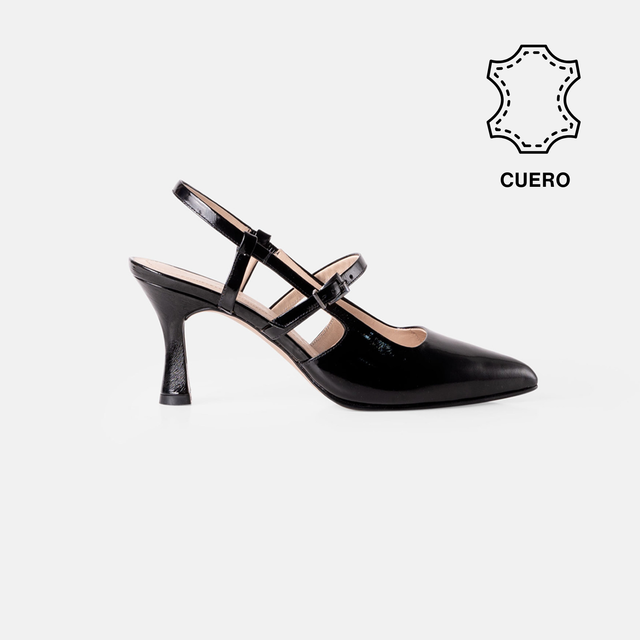 STILETTO BRISSA-70 CUERO CHAROL NEGRO - 1