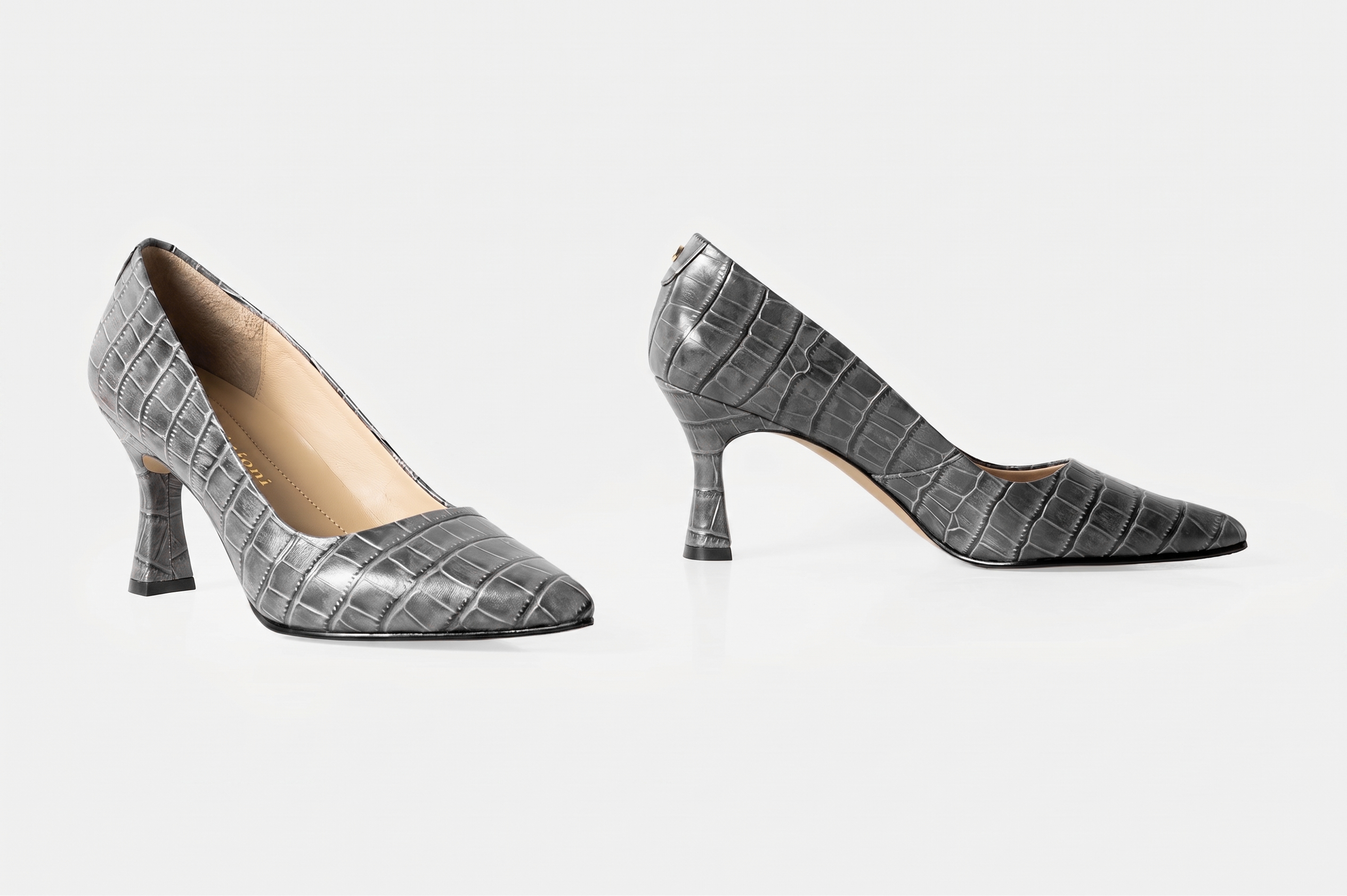 STILETTO SERAPHINE CUERO GRABADO COLOR GRIS - 4