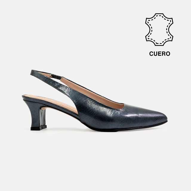 STILETTOS PAM CUERO GRABADO REPTIL ACERO - 1
