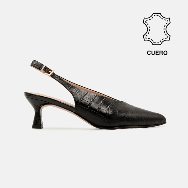 STILETTOS MED-26-50 CUERO GRABADO NEGRO - 1