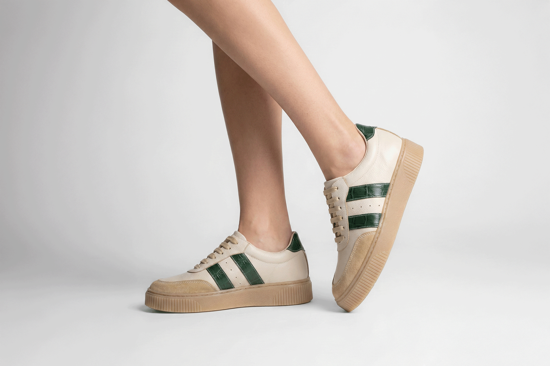 ZAPATILLAS MUJER CUERO NAPA BIGIONI ZA-2601 BEIGE Y VERDE - 2