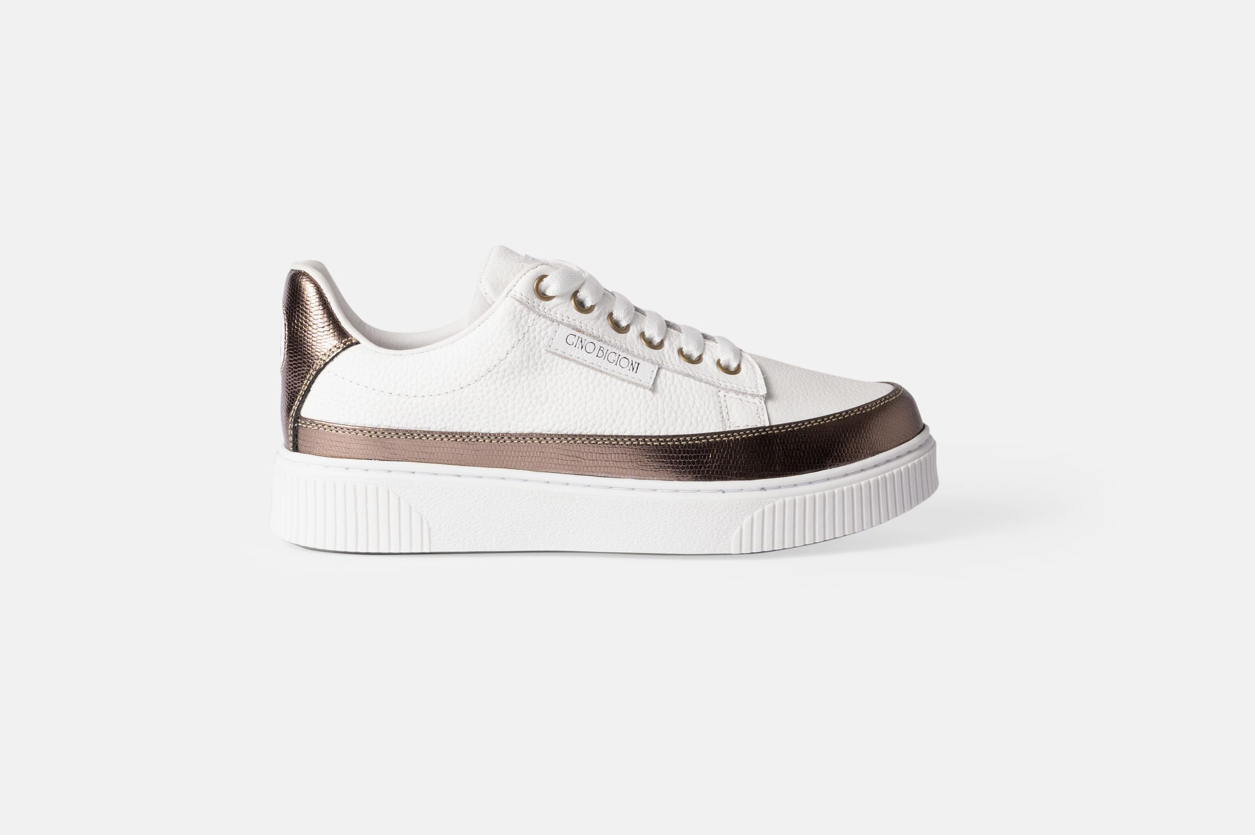 ZAPATILLAS MUJER CUERO FLOTTER BIGIONI ZA-0224 BLANCO Y COBRE - 1