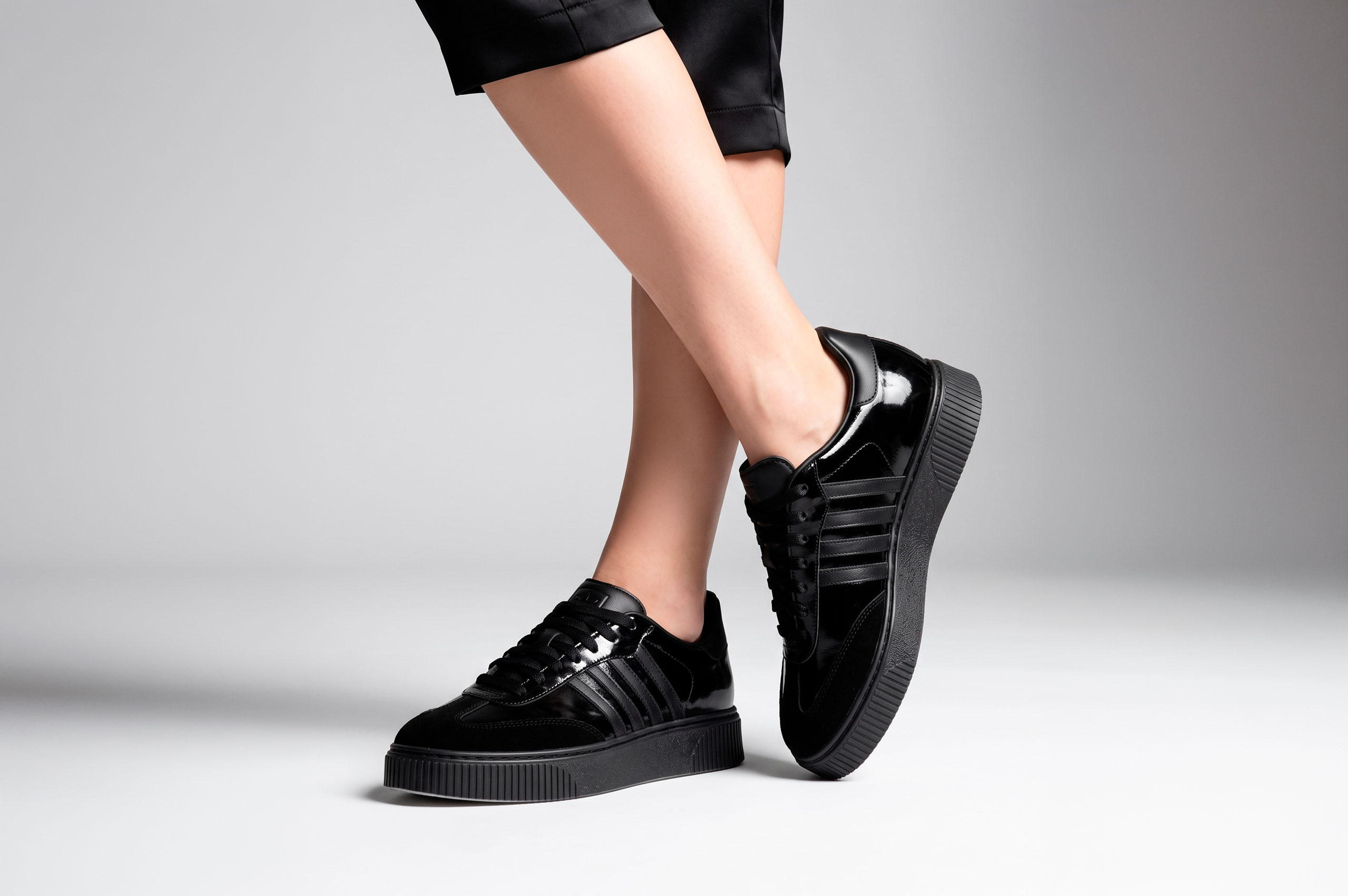ZAPATILLAS MUJER CUERO CHAROL BIGIONI ZAM-04 NEGRO - 2